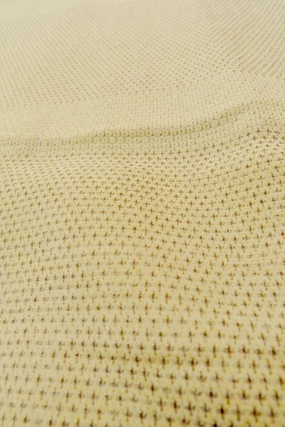 Photo5: P0409A Vintage Japanese kimono Light Beige ORI woven for women / Silk. Tortoise-shell pattern(Hexagonal pattern) (Grade C) (5)