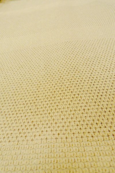 Photo6: P0409A Vintage Japanese kimono Light Beige ORI woven for women / Silk. Tortoise-shell pattern(Hexagonal pattern) (Grade C) (6)