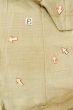 Photo12: P0409A Vintage Japanese kimono Light Beige ORI woven for women / Silk. Tortoise-shell pattern(Hexagonal pattern) (Grade C) (12)