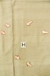 Photo18: P0409A Vintage Japanese kimono Light Beige ORI woven for women / Silk. Tortoise-shell pattern(Hexagonal pattern) (Grade C) (18)