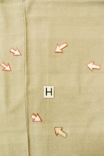 Photo18: P0409A Vintage Japanese kimono Light Beige ORI woven for women / Silk. Tortoise-shell pattern(Hexagonal pattern) (Grade C) (18)