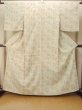 Photo2: P0409B Vintage Japanese kimono Light Ivory SHIOZAWA-TSUMUGI for women / Silk. Quadrangle (Grade B) (2)