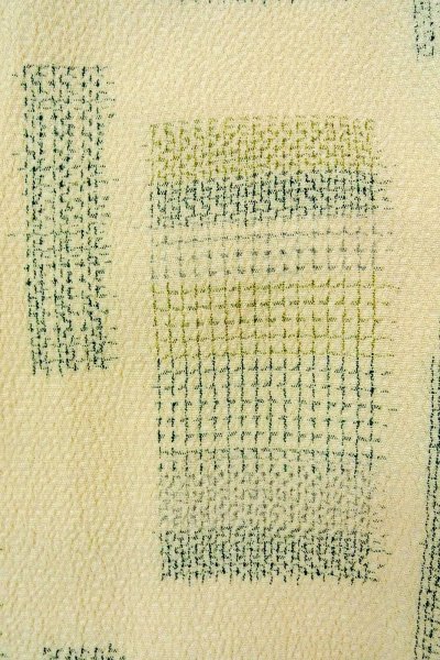 Photo7: P0409B Vintage Japanese kimono Light Ivory SHIOZAWA-TSUMUGI for women / Silk. Quadrangle (Grade B) (7)