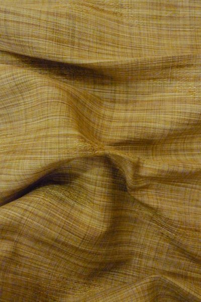 Photo12: P0409C Vintage Japanese kimono Purplish Brown TSUMUGI pongee for women / Silk. Abstract pattern (Grade B) (12)