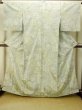 Photo2: P0409D Vintage Japanese kimono Pale Teal TOKAMACHI-TSUMUGI for women / Silk. Flower (Grade C) (2)