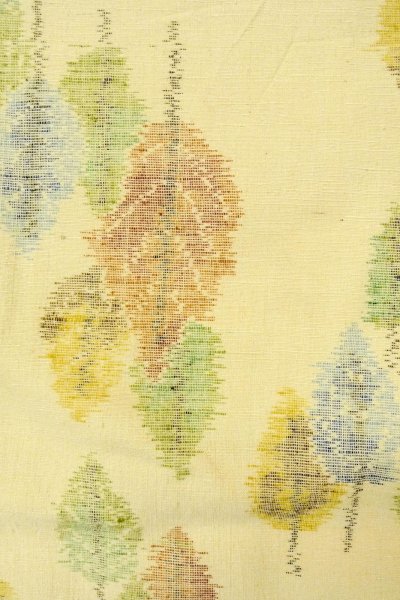 Photo6: P0409E Vintage Japanese kimono Ivory TSUMUGI pongee for women / Silk. Tree (Grade B) (6)
