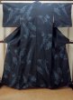 Photo2: Mint P0409G Vintage Japanese kimono Dark Indigo Blue TSUMUGI pongee for women / Silk. Butterfly (Grade A) (2)