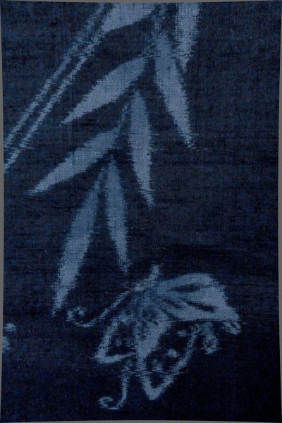 Photo6: Mint P0409G Vintage Japanese kimono Dark Indigo Blue TSUMUGI pongee for women / Silk. Butterfly (Grade A) (6)