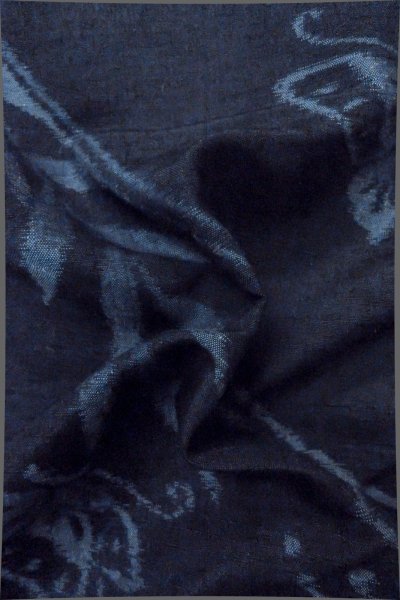 Photo9: Mint P0409G Vintage Japanese kimono Dark Indigo Blue TSUMUGI pongee for women / Silk. Butterfly (Grade A) (9)