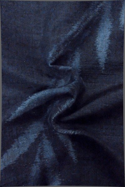 Photo10: Mint P0409G Vintage Japanese kimono Dark Indigo Blue TSUMUGI pongee for women / Silk. Butterfly (Grade A) (10)