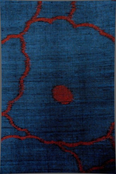Photo7: P0409H Vintage Japanese kimono Navy Blue TSUMUGI pongee for women / Silk. Chrysanthemum (Grade B) (7)