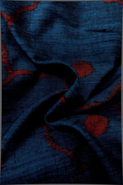 Photo12: P0409H Vintage Japanese kimono Navy Blue TSUMUGI pongee for women / Silk. Chrysanthemum (Grade B) (12)