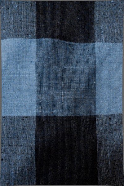 Photo4: P0409I Vintage Japanese kimono Light Indigo Blue TSUMUGI pongee for women / Silk. Plaid Checks (Grade C) (4)