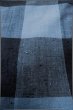 Photo7: P0409I Vintage Japanese kimono Light Indigo Blue TSUMUGI pongee for women / Silk. Plaid Checks (Grade C) (7)