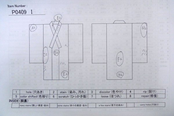 Photo11: P0409I Vintage Japanese kimono Light Indigo Blue TSUMUGI pongee for women / Silk. Plaid Checks (Grade C) (11)