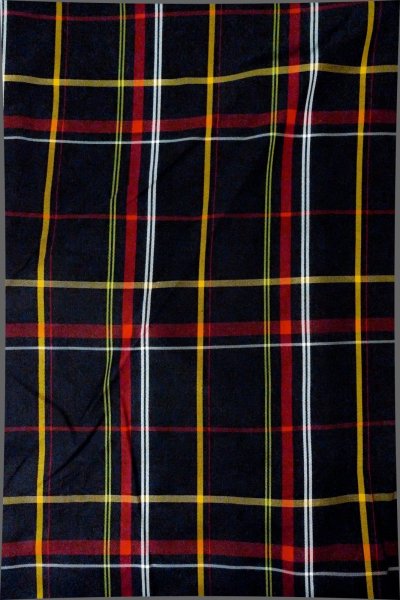 Photo4: Mint P0409J Vintage Japanese kimono Black TSUMUGI pongee for women / Silk. Plaid Checks (Grade A) (4)