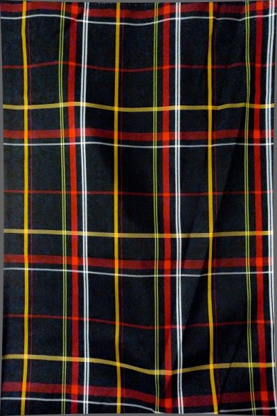 Photo1: Mint P0409J Vintage Japanese kimono Black TSUMUGI pongee for women / Silk. Plaid Checks (Grade A) (1)