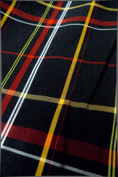 Photo8: Mint P0409J Vintage Japanese kimono Black TSUMUGI pongee for women / Silk. Plaid Checks (Grade A) (8)