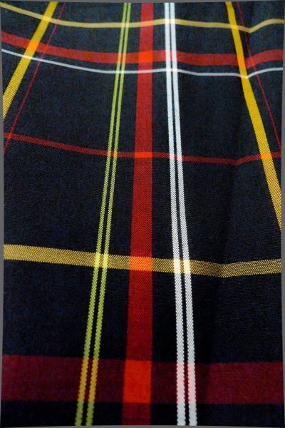 Photo9: Mint P0409J Vintage Japanese kimono Black TSUMUGI pongee for women / Silk. Plaid Checks (Grade A) (9)