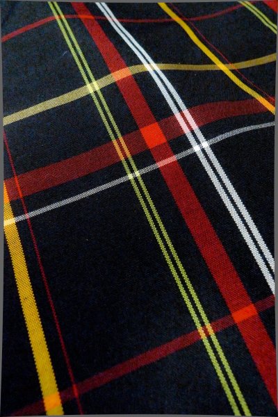 Photo10: Mint P0409J Vintage Japanese kimono Black TSUMUGI pongee for women / Silk. Plaid Checks (Grade A) (10)