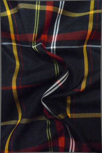 Photo11: Mint P0409J Vintage Japanese kimono Black TSUMUGI pongee for women / Silk. Plaid Checks (Grade A) (11)