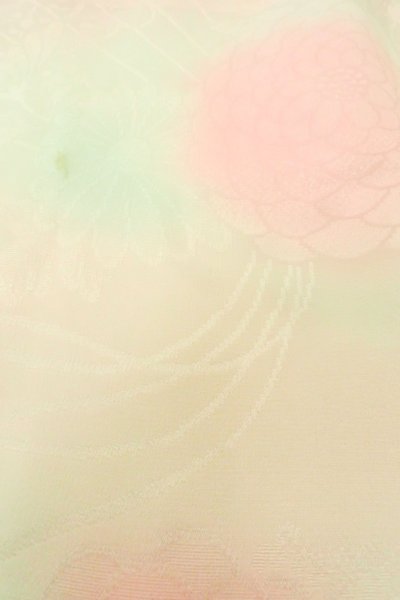 Photo10: P0421A Vintage Japanese kimono Pale Pink JUBAN undergarment for women / Silk. Gradation, Based woven pattern: Cloud, KUMIHIMO rope with tassels, Folding fan (Grade C) (10)