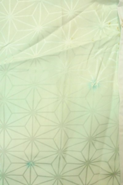 Photo1: P0421B Vintage Japanese kimono Pale Light Blue JUBAN undergarment for women / Silk. Gradation (Grade C) (1)
