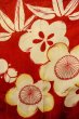 Photo1: P0421C Vintage Japanese kimono Red JUBAN undergarment for women / Silk. UME plum bloom (Grade C) (1)