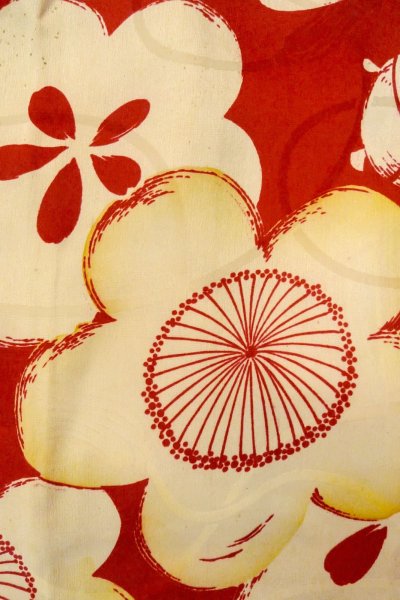 Photo5: P0421C Vintage Japanese kimono Red JUBAN undergarment for women / Silk. UME plum bloom (Grade C) (5)
