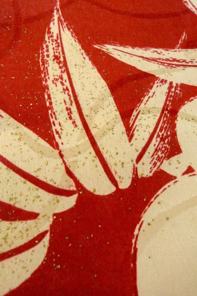 Photo9: P0421C Vintage Japanese kimono Red JUBAN undergarment for women / Silk. UME plum bloom (Grade C) (9)