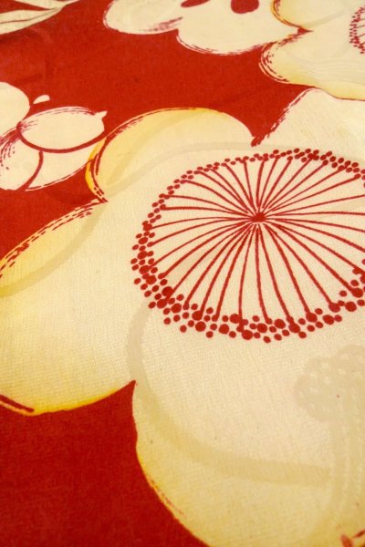 Photo10: P0421C Vintage Japanese kimono Red JUBAN undergarment for women / Silk. UME plum bloom (Grade C) (10)