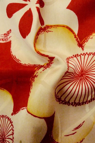 Photo12: P0421C Vintage Japanese kimono Red JUBAN undergarment for women / Silk. UME plum bloom (Grade C) (12)