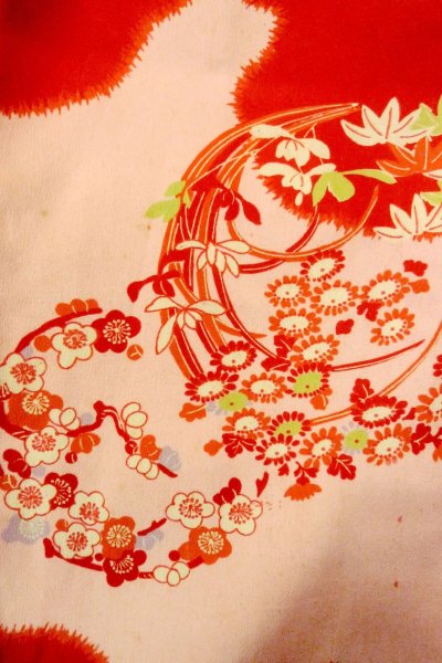 Photo5: P0421E Vintage Japanese kimono Light Pink JUBAN undergarment for women / Silk. SAKURA cherry blossom (Grade C) (5)