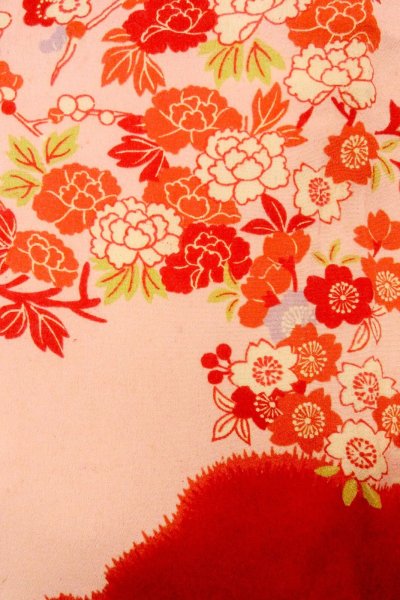 Photo6: P0421E Vintage Japanese kimono Light Pink JUBAN undergarment for women / Silk. SAKURA cherry blossom (Grade C) (6)