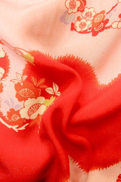 Photo12: P0421E Vintage Japanese kimono Light Pink JUBAN undergarment for women / Silk. SAKURA cherry blossom (Grade C) (12)