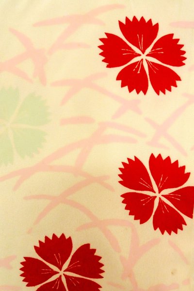 Photo5: P0421F Vintage Japanese kimono Pale Pink JUBAN undergarment for women / Silk. Grass, Fringed pink pattern (Grade D) (5)