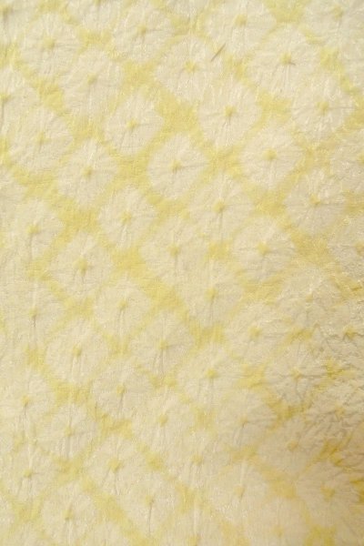 Photo5: P0421G Vintage Japanese kimono Pale Yellow JUBAN undergarment for women / Silk. Quadrangle (Grade C) (5)