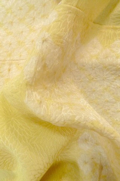 Photo11: P0421G Vintage Japanese kimono Pale Yellow JUBAN undergarment for women / Silk. Quadrangle (Grade C) (11)