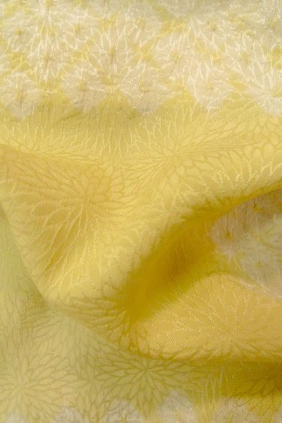 Photo12: P0421G Vintage Japanese kimono Pale Yellow JUBAN undergarment for women / Silk. Quadrangle (Grade C) (12)