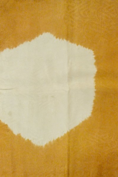 Photo4: P0421I Vintage Japanese kimono Golden Yellow JUBAN undergarment for women / Silk. Gap in a cloud, more damages (Grade C) (4)