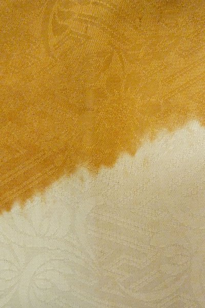 Photo5: P0421I Vintage Japanese kimono Golden Yellow JUBAN undergarment for women / Silk. Gap in a cloud, more damages (Grade C) (5)