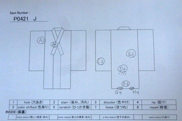 Photo13: P0421J Vintage Japanese kimono Ivory JUBAN undergarment for women / Silk., more damages (Grade C) (13)
