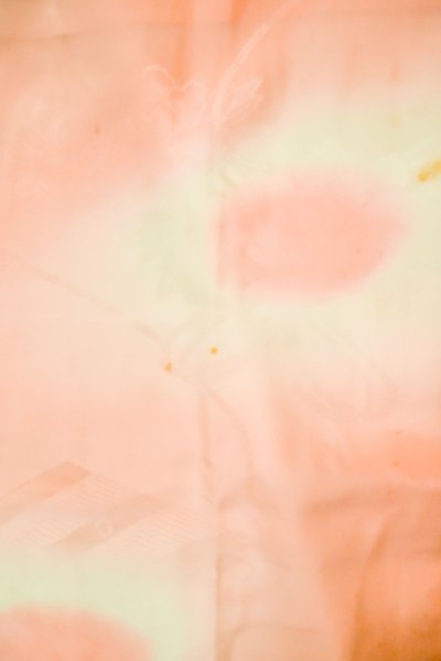 Photo4: P0421L Vintage Japanese kimono Pale Pink JUBAN undergarment for women / Silk. Gradation, Based woven pattern: Screen motif (Grade C) (4)