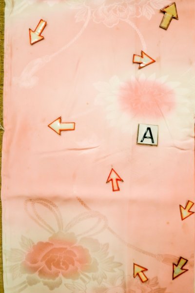 Photo14: P0421L Vintage Japanese kimono Pale Pink JUBAN undergarment for women / Silk. Gradation, Based woven pattern: Screen motif (Grade C) (14)