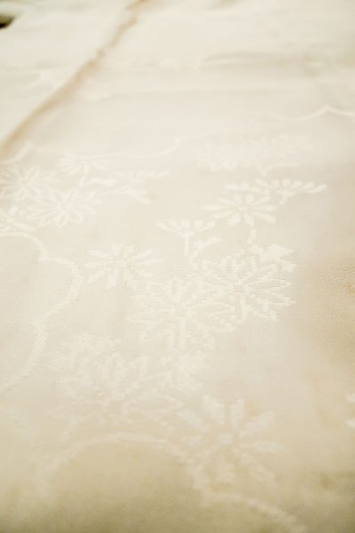 Photo1: P0421M Vintage Japanese kimono White JUBAN undergarment for women / Silk. (Grade D) (1)