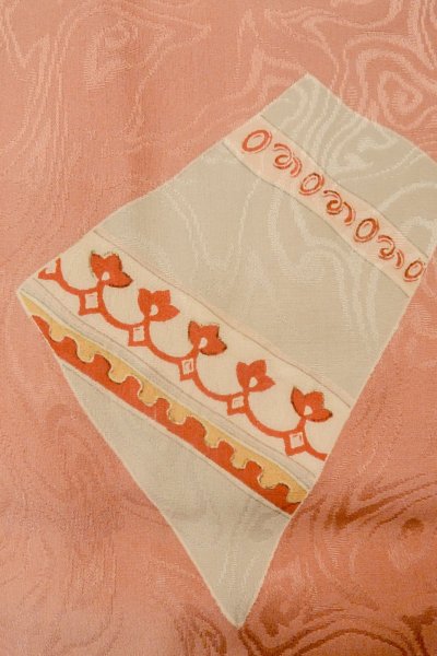 Photo5: P0421R Vintage Japanese kimono Light Coral JUBAN undergarment for women / Silk. Flower (Grade B) (5)
