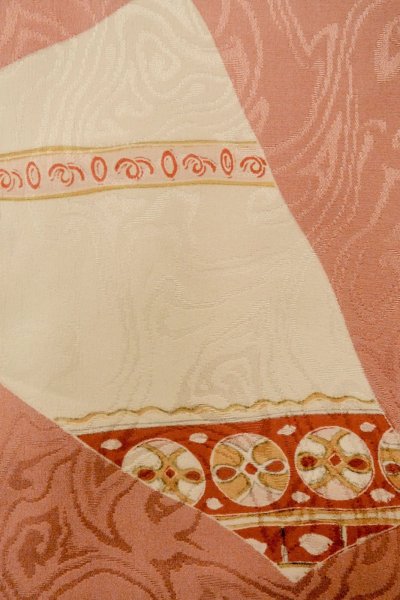 Photo6: P0421R Vintage Japanese kimono Light Coral JUBAN undergarment for women / Silk. Flower (Grade B) (6)