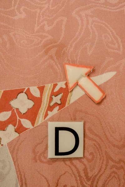 Photo17: P0421R Vintage Japanese kimono Light Coral JUBAN undergarment for women / Silk. Flower (Grade B) (17)
