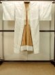 Photo1: P0421S Vintage Japanese kimono White JUBAN undergarment for women / Synthetic., Based woven pattern: Bamboo leaf, Wave, Cloud, Haze, Crossed circles (Grade C) (1)