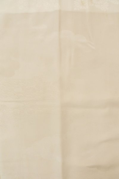 Photo4: P0421S Vintage Japanese kimono White JUBAN undergarment for women / Synthetic., Based woven pattern: Bamboo leaf, Wave, Cloud, Haze, Crossed circles (Grade C) (4)